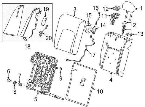 2018 Buick Regal Sportback Rear Seat Components Latch Diagram for 39103262