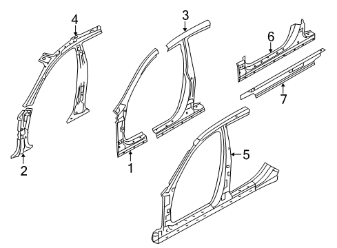 2014 Hyundai Equus Center Pillar & Rocker, Hinge Pillar Panel Assembly-Side Sill Inner, RH Diagram for 651813N000