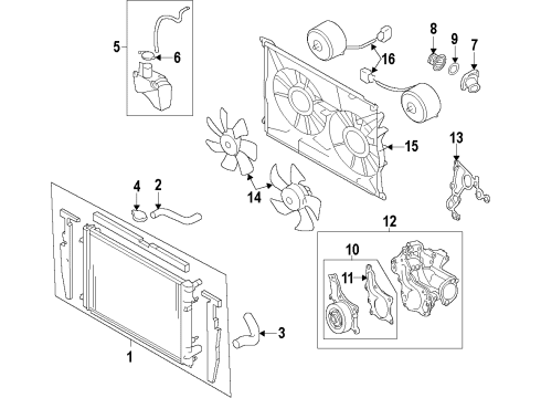 2012 Toyota Sienna Cooling System, Radiator, Water Pump, Cooling Fan Fan Motor Diagram for 163630V120