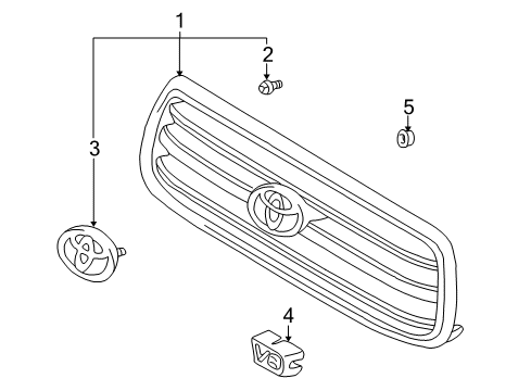 2001 Toyota Tundra Grille & Components Diagram
