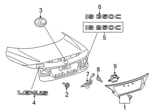 2011 Lexus IS350 Exterior Trim - Trunk Lid Luggage Compartment Door Plate, No.3 Diagram for 7544353170