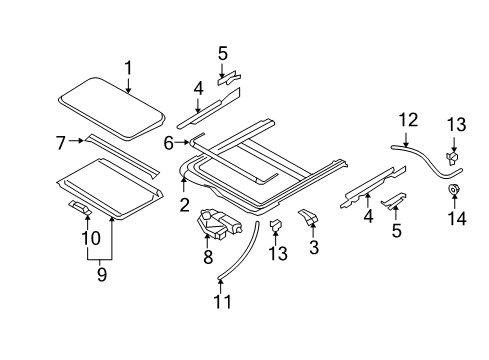 2010 Nissan Versa Sunroof Shade Assy-Sunroof Diagram for 91250ED01A