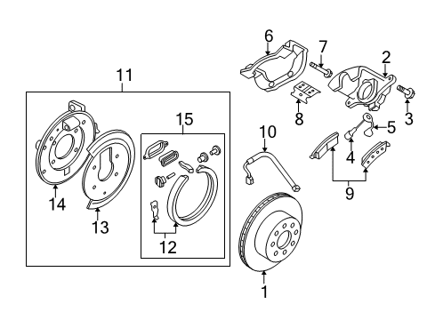 2007 Saab 9-7x Rear Brakes Pad Kit, Rear Disc Brake Diagram for 19149111