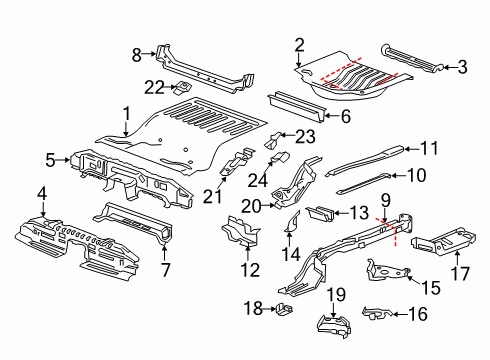 2018 Buick LaCrosse Rear Floor & Rails Extension Panel Diagram for 23382957