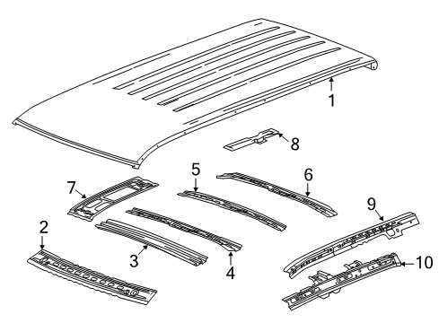 2018 Cadillac Escalade Roof & Components Roof Rail Diagram for 22829935