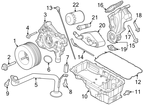Engine Parts, Mounts, Cylinder Head & Valves, Camshaft & Timing, Variable Valve Timing, Oil Cooler, Oil Pan, Oil Pump, Adapter Housing, Crankshaft & Bearings, Pistons, Rings & Bearings Mount Bracket Bolt Diagram for W500222S437