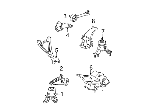 2001 Toyota Solara Engine & Trans Mounting Bracket, Engine Mounting, Front Diagram for 1231174220