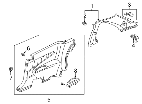 1999 Honda Accord Interior Trim - Quarter Panels Lining, R. RR. Quarter *YR169L* (MILD BEIGE) Diagram for 84130S82A00ZC