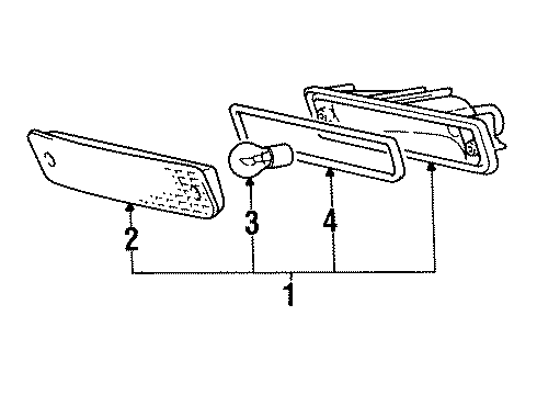 1992 Eagle Summit Signal Lamps Lens Front Turn Signal Lamp R Diagram for MB572594
