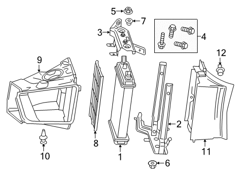 2018 Cadillac CTS Intercooler Auxiliary Cooler Bracket Diagram for 23376720