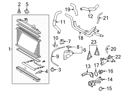 2012 Toyota Avalon Radiator & Components By-Pass Hose Diagram for 162670P020