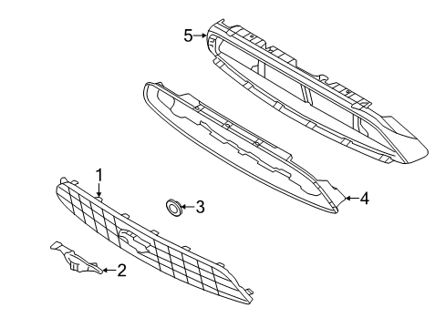 2014 Ford Mustang Grille & Components Grille Surround Diagram for DR3Z8A200AA