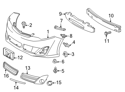 2013 Toyota Camry Front Bumper Side Support Diagram for 5253506130