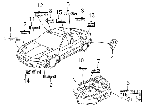 2001 Pontiac Bonneville Information Labels Emission Label Diagram for 24508403
