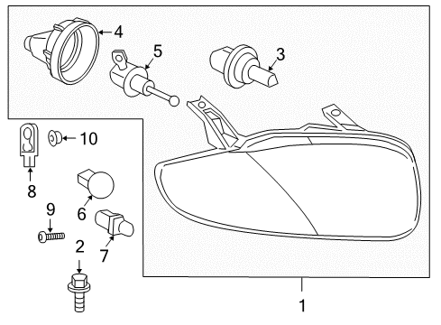 2004 Chevrolet Cavalier Headlamps Socket Diagram for 15306330