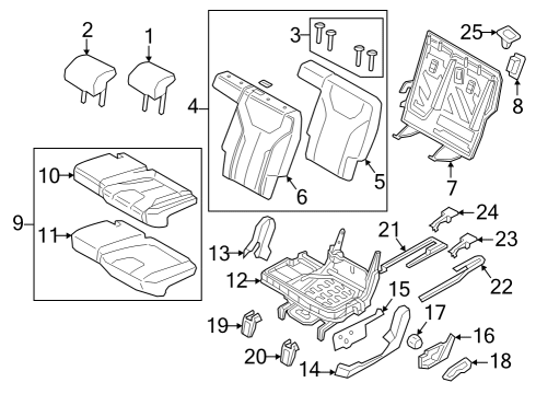 Second Row Seats Pad U Diagram for 89705S9000ONA