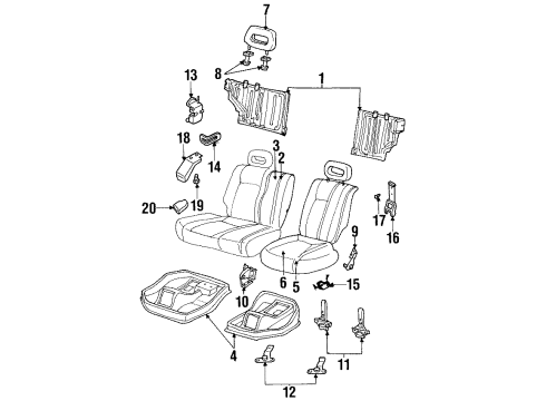 1998 Honda Passport Rear Seat Components Cover Assembly, Right Rear Cushion Diagram for 8971597190