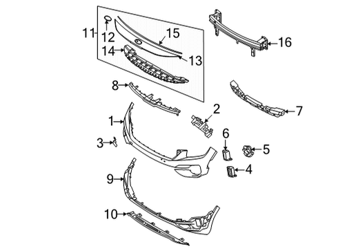 2021 Kia Seltos Bumper & Components - Front Cap-Front Hook Diagram for 86517Q5300