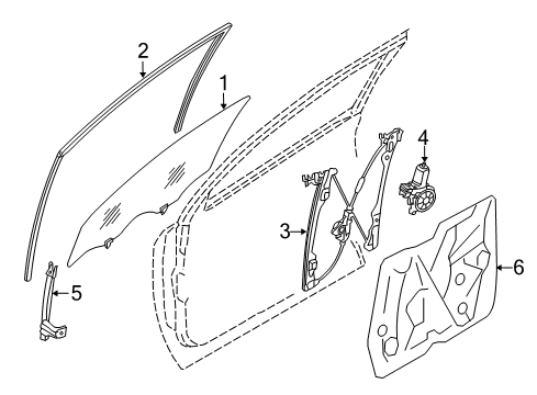 2010 Nissan Murano Rear Door Glass Run Rubber-Front Door, LH Diagram for 803311AA0A