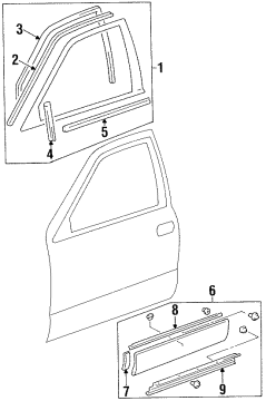 Diagram for 2000 Lexus LS400 Exterior Trim - Front Door