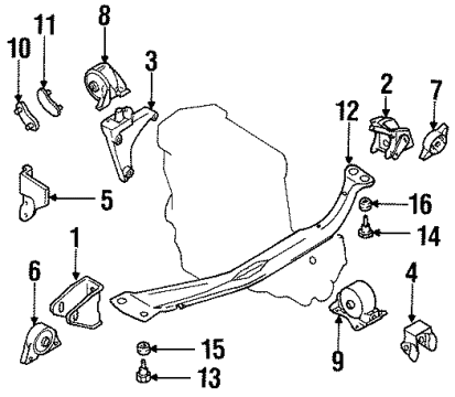 Diagram for 2000 Infiniti G20 Engine & Trans Mounting