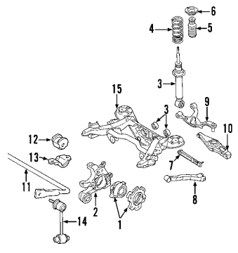 2006 Nissan Maxima Rear Suspension, Lower Control Arm, Upper Control Arm, Stabilizer Bar, Suspension Components
