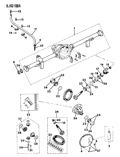 1988 Jeep Wrangler  SPACER-Drive PINION Bearing Diagram for J3175779