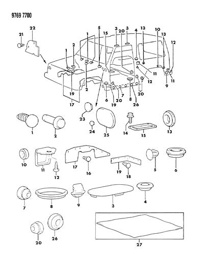 1989 Dodge Raider  Drain Trunk Plug Diagram for MB077627