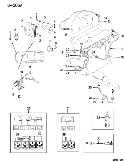 1995 Chrysler Sebring  Clip-Wiring Diagram for MB249369
