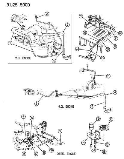 1991 Jeep Wrangler  Tube-CCV To Fuel Pressure Reg Diagram for 53030189