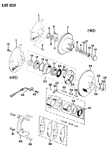 1989 Jeep Comanche  Hub Bolt Diagram for 53007463