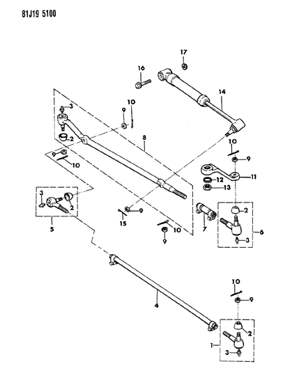 1986 Jeep Wagoneer  Shock ABSORBER-Steering Diagram for J3236097