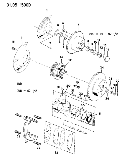 1991 Jeep Cherokee  Brake Rotor Diagram for 52008440
