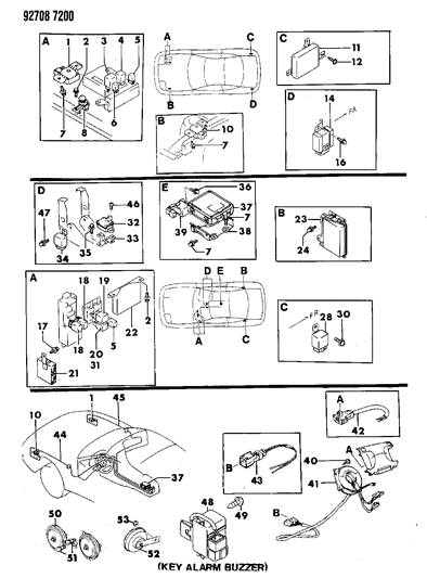 1993 Dodge Stealth  BUZZER-Warning Diagram for MB649187