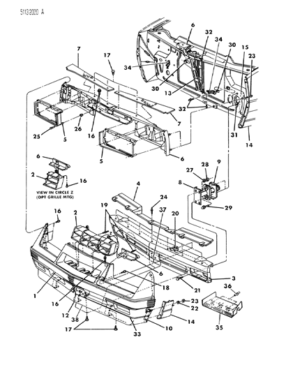 1985 Chrysler Laser  Nut-Plastic Snap-In Diagram for 6023925