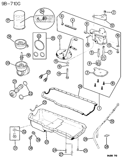 1996 Jeep Cherokee  Seal Pkg-Oil Filter Adapter Diagram for 4720363
