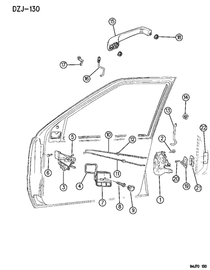 1996 Jeep Grand Cherokee  Latch-Front Door RH OVRIDE W/POWER Diagram for 4798914