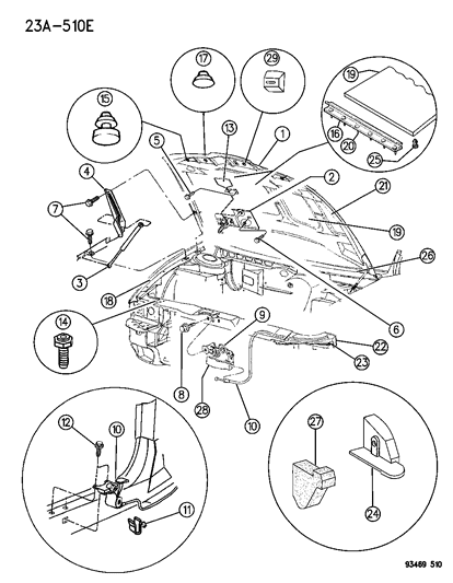 1993 Dodge Intrepid  Hood Support Right Prop Gas Diagram for G0004468AB