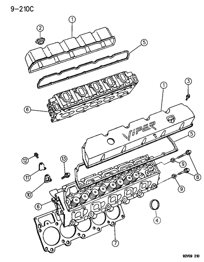 1996 Dodge Viper  Gasket-Valve Cover Diagram for 5245095