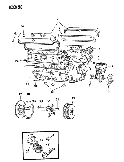 1990 Dodge W150 Gasket-Cylinder Head CVR Diagram for 53005660