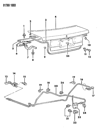 1991 Dodge Colt  GROMMET-Trunk Lid Diagram for MB344630