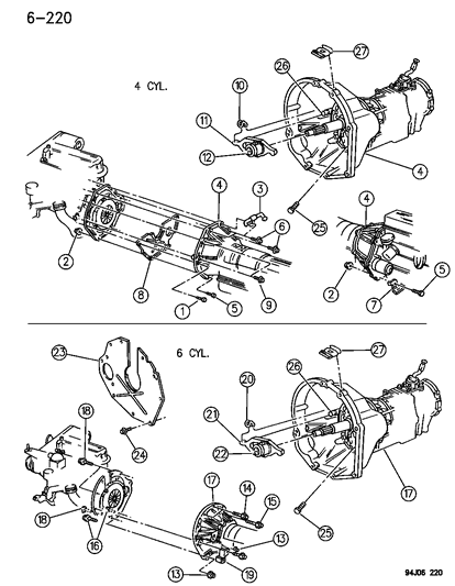 1994 Jeep Cherokee  Housing-Clutch Diagram for 52107557
