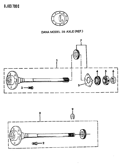 1990 Jeep Cherokee RETAINER-Axle Shaft Diagram for 5252505