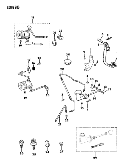 1990 Jeep Wagoneer  Cover-Pedal Diagram for 52002750