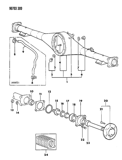 1990 Dodge Ram 50  Rear Wheel Hub Bolt Diagram for MB584750