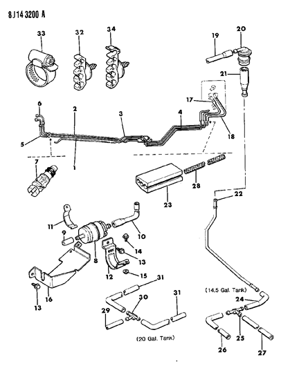 1989 Jeep Wrangler  Hose-Formed Filter To Rear Suppl Diagram for 53004014