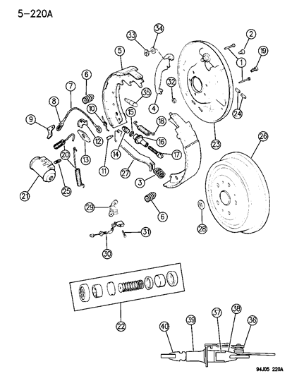 1995 Jeep Grand Cherokee STRUT Pac-Parking Brake Diagram for 4713590
