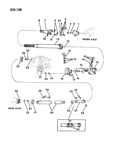 1989 Dodge W150 Clamp-U-Joint Diagram for 4428723