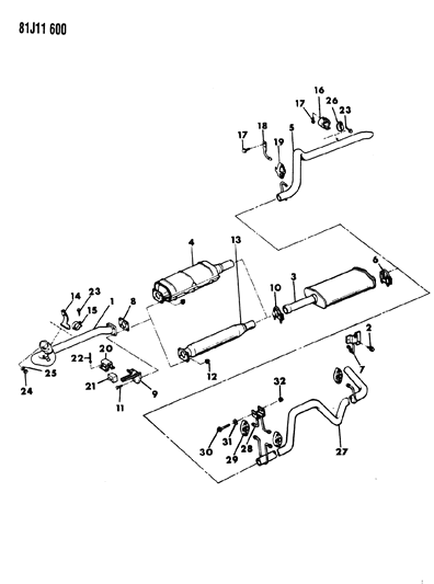 1984 Jeep Wagoneer  Muffler Diagram for 83500482