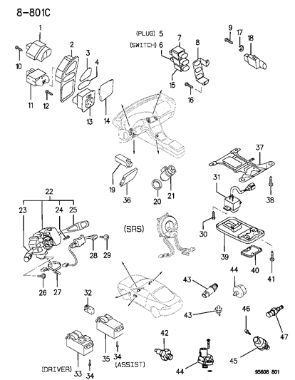 1996 Chrysler Sebring  Bolt Diagram for MF455376
